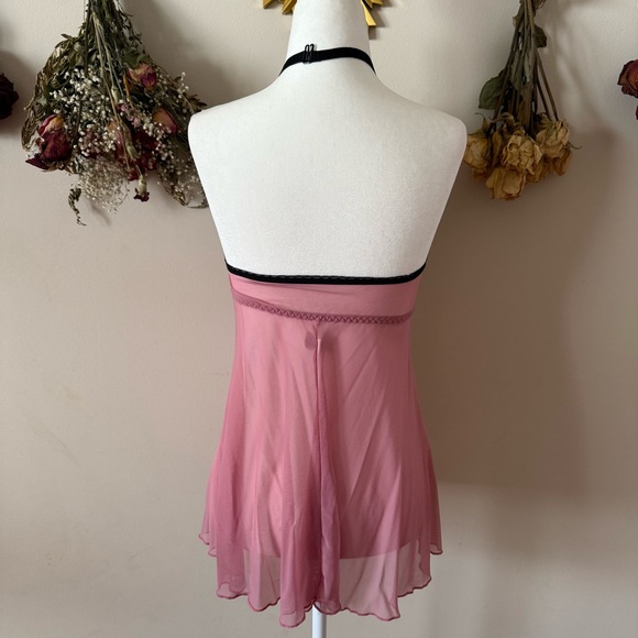 Fairycore Pink and Black Lace Halter Top - Picture 3 of 4